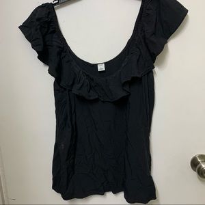 Old Navy Black Ruffled Sleeve Tank Top